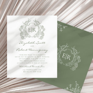 BUDGET Sage Green Floral Crest Monogram Wedding
