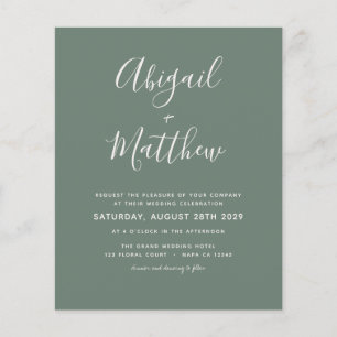 Budget Sage Green Minimalist Wedding Invitation Fl Flyer