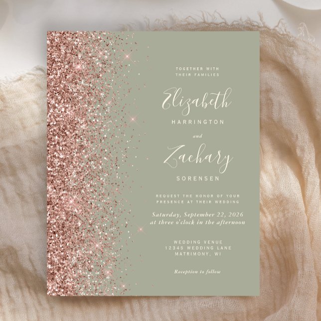 Budget Sage Green Rose Gold Glitter Wedding (Creator Uploaded)