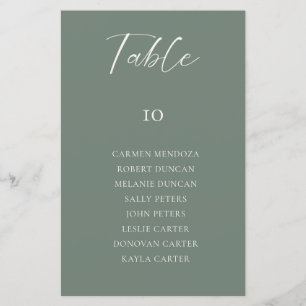 Budget Sage Green Wedding Seating Chart Table Card