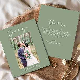 Budget Sage Green Wedding Thank You Photo 