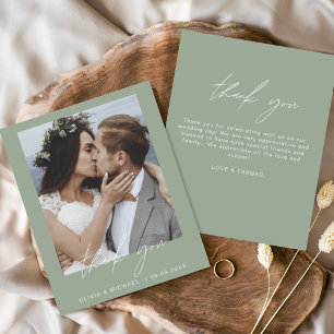Budget Sage Green Wedding Thank You Photo
