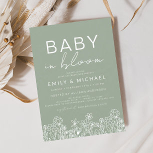 Budget Sage Green Wildflower Baby in Bloom Shower 