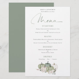 Budget Sage Pumpkins Fall Florals Wedding Menu