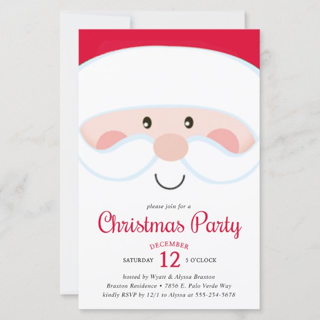 Budget Santa Christmas Party Invite (Front)