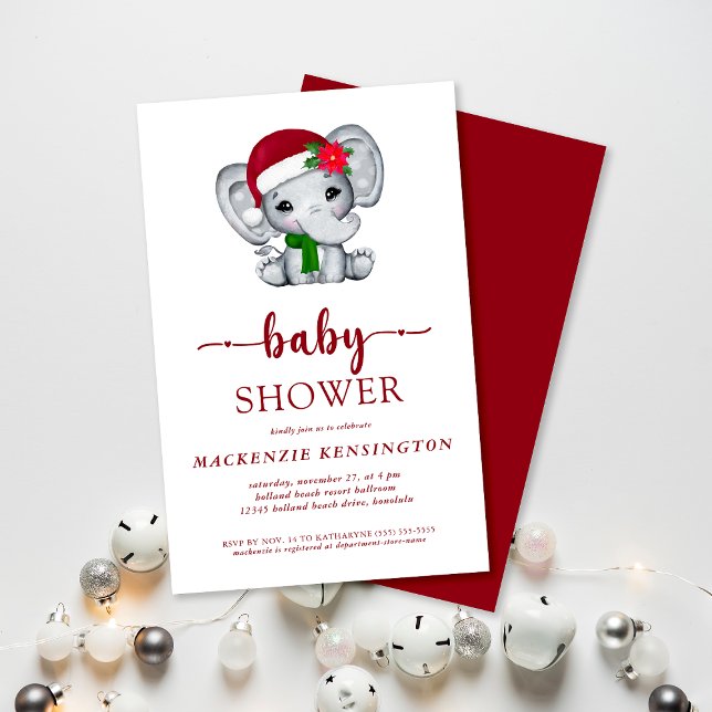 Budget Santa Elephant Baby Shower Invitation (Creator Uploaded)