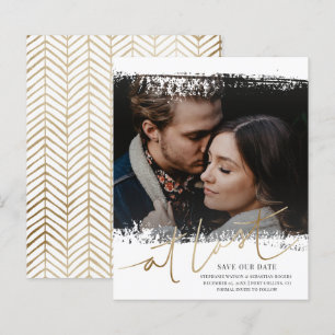 Budget Save Our Date Photo Gold & White