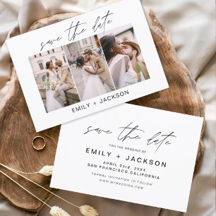 Budget Save the Date 3 Photo Elegant Modern