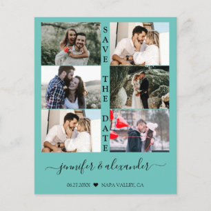 Budget Save the date 6 Photo Collage Typography