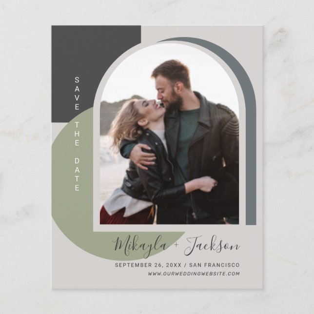 Budget Save the Date Bold Abstract Arch Photo (Front)