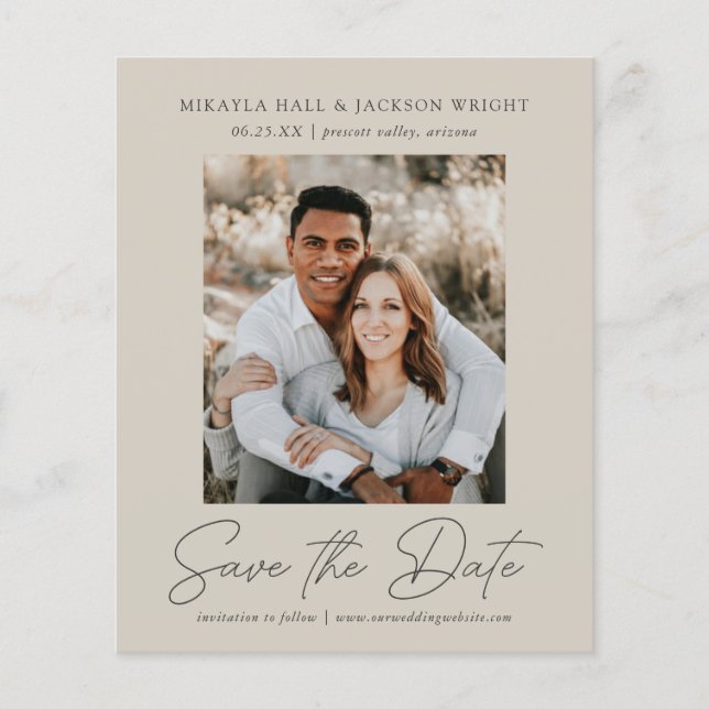 Budget Save the Date Casual Script Easy Edit (Front)