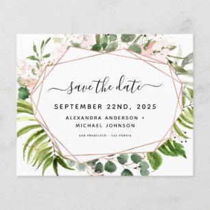 Budget Save the Date Eucalyptus Greenery Geometric Flyer