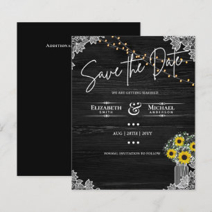 BUDGET Save The Date Lace Sunflowers Wedding