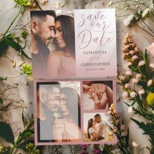 Budget Save the Date Pink Photo Wedding