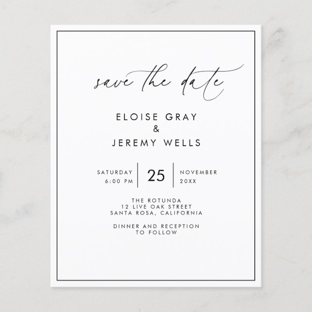 Budget Save the Date Postcard Flyer (Front)