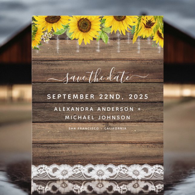 Budget Save the Date Sunflower Rustic Invitation (Creator Uploaded)