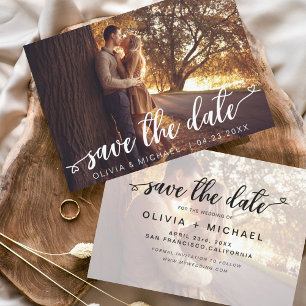 Budget Save the Date White Handwritten Photo