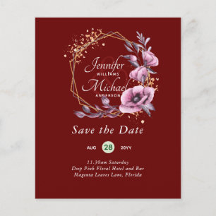BUDGET Save The Dates Magenta Floral Wreath