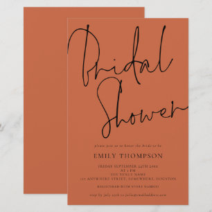 Budget Script Bridal Shower terracotta Invite