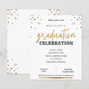 Budget Script Elegant Gold Graduation Invite