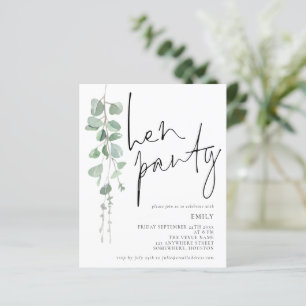 Budget Script Eucalyptus Hen Party Invitation