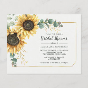 Budget Script Eucalyptus Sunflower Bridal Shower