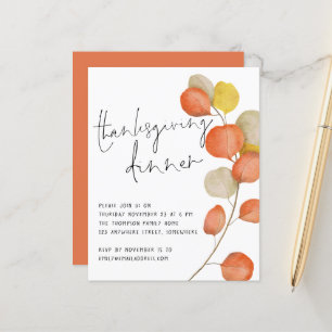 Budget Script Feuilles Thanksgiving Dîner Invitati