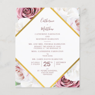 Budget Script Floral Geometric Wedding Invitation