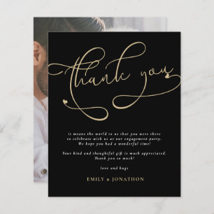 Budget Script Gold Black Photo Engagement Thanks