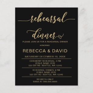 Budget Script Gold Rehearsal Dinner Invitation