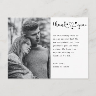 Budget Script Heart Photo Wedding Thank You Card