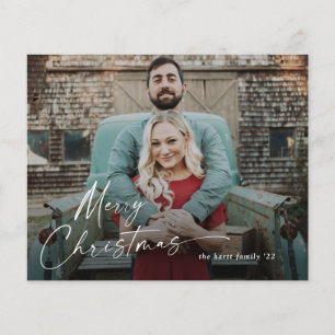 Budget Script Merry Christmas Photo Holiday Card F