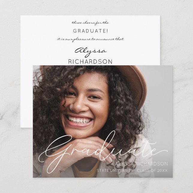 Budget Script Mod Photo Graduation Announcement (Front/Back)