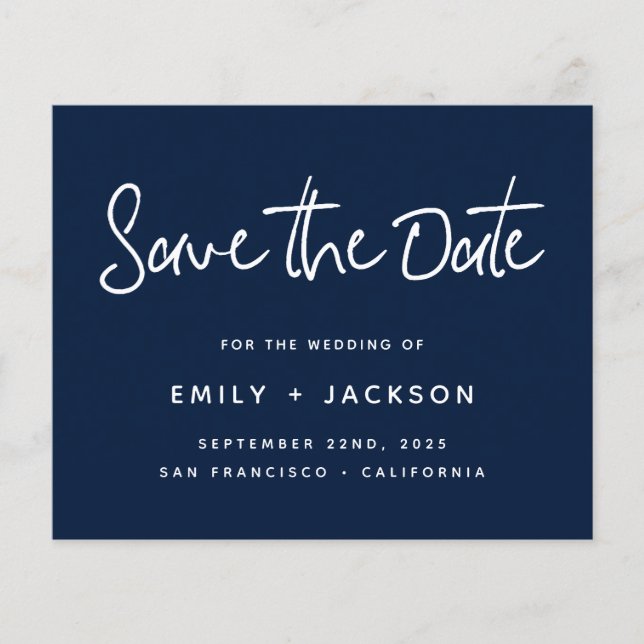 Budget Script Modern Simple Save the Date Flyer (Front)