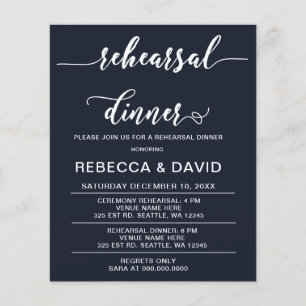 Budget Script Navy Rehearsal Dinner Invitation