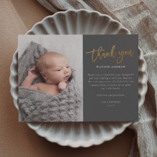 Budget Script Photo Baby Thank You Card