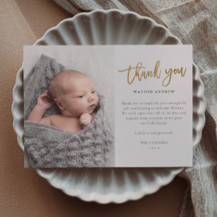 Budget Script Photo Baby Thank You Card