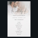 Budget Script Photo Black White Wedding Program<br><div class="desc">Script Photo Black White Wedding Program. A LARGER size 5.5” x 8.5” at a budget price, An elegant design with your photo to the top edge behind a graduated tint layer with the text partially overlaid on top of yorur image at the bottom. The main header is in a stylish...</div>
