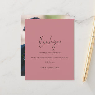 Budget Script Photo Dusty Rose Wedding Thank You