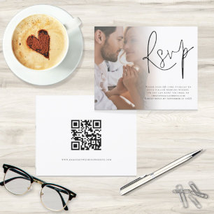 Budget Script Photo QR Code Wedding RSVP