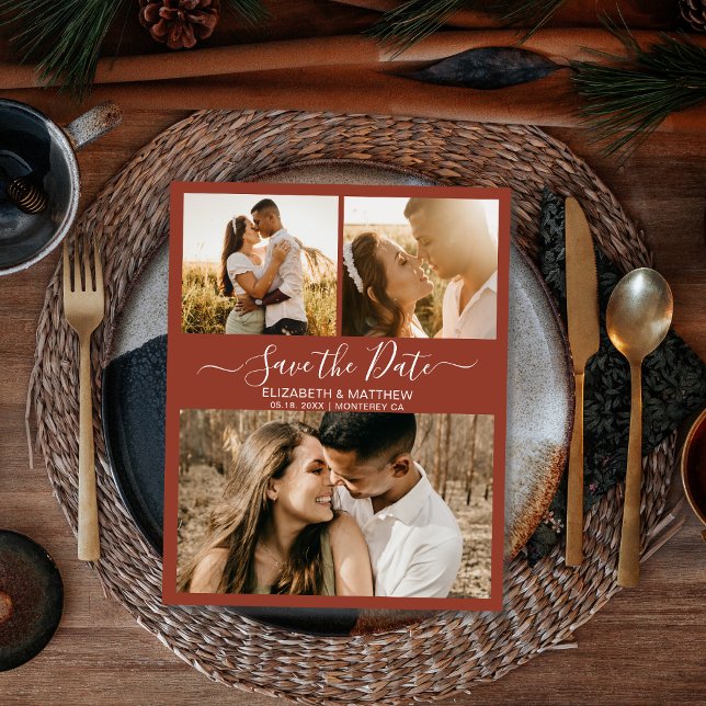 Budget Script Photo Terracotta Save The Date Flyer (Creator Uploaded)