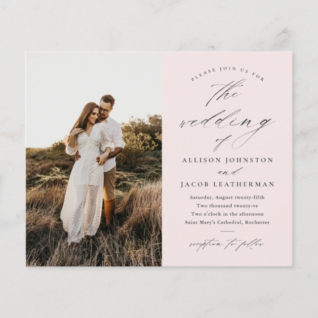 Budget Script Photo Wedding Invitation (Front)