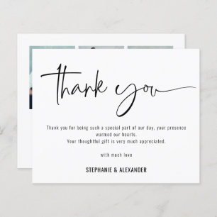 Budget Script QR Code 3 photos Wedding Thank You