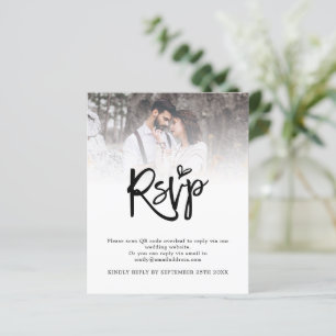 Budget Script QR Code Photo Wedding RSVP Enclosure