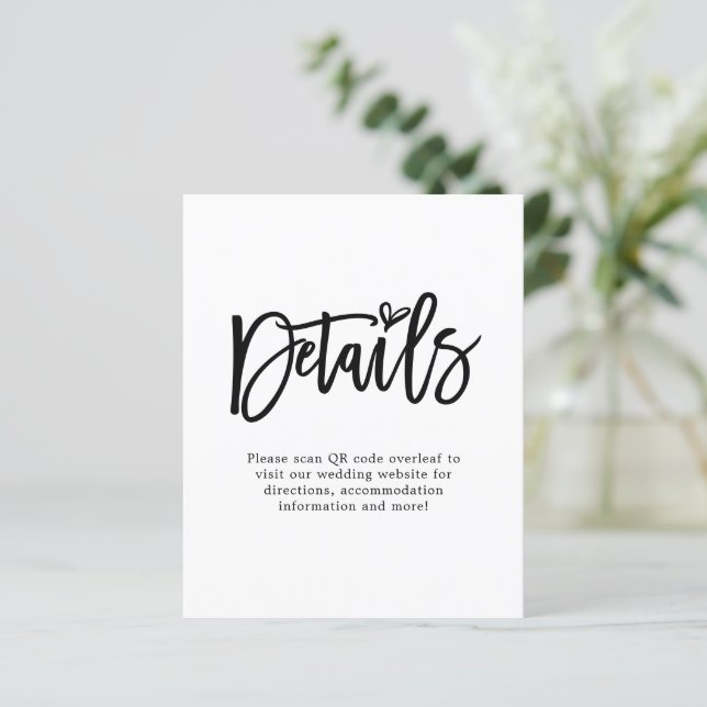 Budget Script QR Code Wedding Details Enclosure (Standing Front)