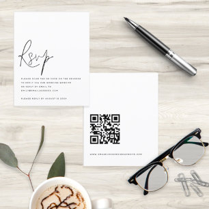 Budget Script QR Code Wedding RSVP Enclosure