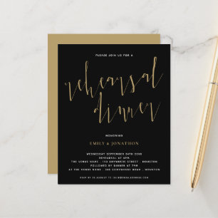 Budget Script Rehearsal Dinner Gold Black Invite