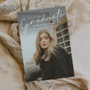 Budget Script Simple Photo Graduation Invitation