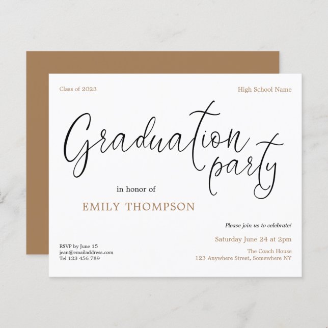  Budget Script Text 2024 Graduation Party Invite (Front/Back)