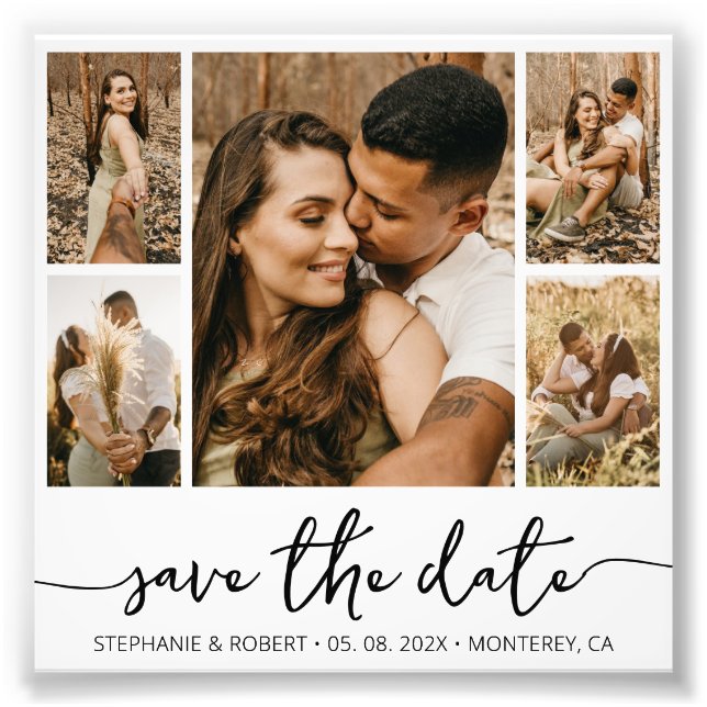 Budget Script Typography Photo Save The Date Print (Front)